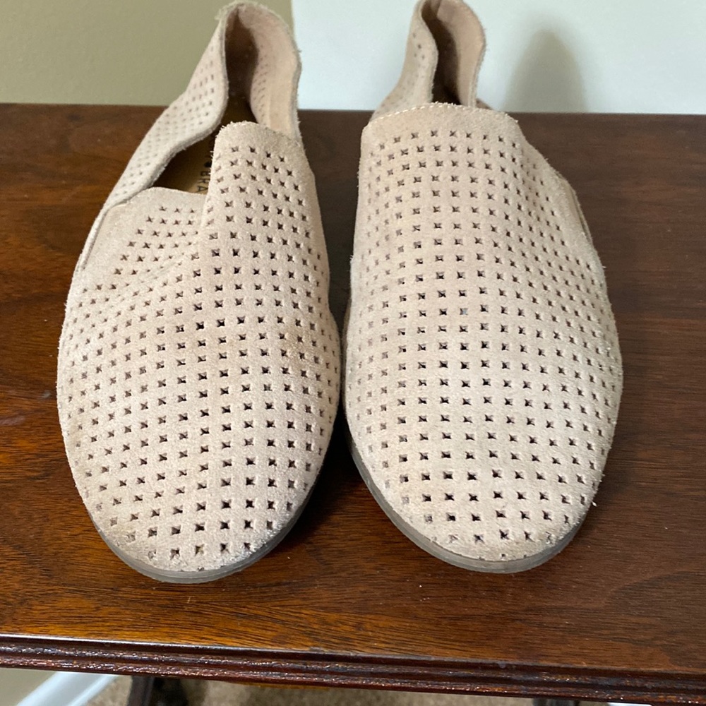 Pink suede loafers size 10
